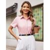 imageWomens Button Down Shirts Short Sleeve Fitted Button Up Dress Shirt Solid Collared Blouse Wrinkle Free Work Business TopA Light Pink