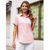 imageWomens Button Down Shirts Short Sleeve Fitted Button Up Dress Shirt Solid Collared Blouse Wrinkle Free Work Business TopA Light Pink
