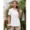 imageWomens Button Down Shirts Short Sleeve Fitted Button Up Dress Shirt Solid Collared Blouse Wrinkle Free Work Business TopA White