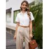 imageWomens Button Down Shirts Short Sleeve Fitted Button Up Dress Shirt Solid Collared Blouse Wrinkle Free Work Business TopA White