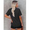 imageWomens Button Down Shirts Short Sleeve Fitted Button Up Dress Shirt Solid Collared Blouse Wrinkle Free Work Business TopAll Black
