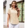 imageWomens Button Down Shirts Short Sleeve Fitted Button Up Dress Shirt Solid Collared Blouse Wrinkle Free Work Business TopCream