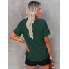 imageWomens Button Down Shirts Short Sleeve Fitted Button Up Dress Shirt Solid Collared Blouse Wrinkle Free Work Business TopDark Green