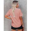 imageWomens Button Down Shirts Short Sleeve Fitted Button Up Dress Shirt Solid Collared Blouse Wrinkle Free Work Business TopDark Pink