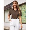imageWomens Button Down Shirts Short Sleeve Fitted Button Up Dress Shirt Solid Collared Blouse Wrinkle Free Work Business TopFaw