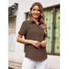 imageWomens Button Down Shirts Short Sleeve Fitted Button Up Dress Shirt Solid Collared Blouse Wrinkle Free Work Business TopFaw