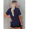 imageWomens Button Down Shirts Short Sleeve Fitted Button Up Dress Shirt Solid Collared Blouse Wrinkle Free Work Business TopNavy Blue