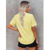 imageWomens Button Down Shirts Short Sleeve Fitted Button Up Dress Shirt Solid Collared Blouse Wrinkle Free Work Business TopYellow