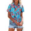imagesiliteelon Womens Short Sleeve Button Down Shirts Summer Blouses Casual Tops Hawaiian Tropical Floral Printed Camp ShirtsA Blue Brown Printed