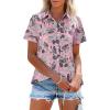 imagesiliteelon Womens Short Sleeve Button Down Shirts Summer Blouses Casual Tops Hawaiian Tropical Floral Printed Camp ShirtsPink Black Printed