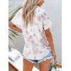 imagesiliteelon Womens Button Down Shirts Short Sleeve Summer Linen V Neck Collared Hawaiian Floral Print Casual Blouse TopsA Brown White Floral