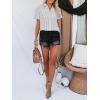 imagesiliteelon Womens Cotton Button Down Shirts Short Sleeve Striped Fitted Dress Shirt Collared Blouse Office Work TopBlack and White