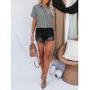 imagesiliteelon Womens Cotton Button Down Shirts Short Sleeve Striped Fitted Dress Shirt Collared Blouse Office Work TopDeep Gray Striped