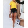 imagesiliteelon Womens Cotton Button Down Shirts Short Sleeve Striped Fitted Dress Shirt Collared Blouse Office Work TopDeep Yellow Striped
