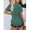 imagesiliteelon Womens Cotton Button Down Shirts Short Sleeve Striped Fitted Dress Shirt Collared Blouse Office Work TopGreen Striped