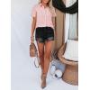 imagesiliteelon Womens Cotton Button Down Shirts Short Sleeve Striped Fitted Dress Shirt Collared Blouse Office Work TopLight Pink Striped
