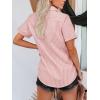 imagesiliteelon Womens Cotton Button Down Shirts Short Sleeve Striped Fitted Dress Shirt Collared Blouse Office Work TopLight Pink Striped
