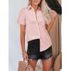 imagesiliteelon Womens Cotton Button Down Shirts Short Sleeve Striped Fitted Dress Shirt Collared Blouse Office Work TopLight Pink Striped
