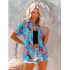 imagesiliteelon Womens Short Sleeve Button Down Shirts Summer Blouses Casual Tops Hawaiian Tropical Floral Printed Camp ShirtsA Blue Brown Printed