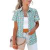 imagesiliteelon Womens Short Sleeve Button Down Shirts Summer Blouses Casual Tops Hawaiian Tropical Floral Printed Camp ShirtsA Green Pink Flower