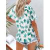 imagesiliteelon Womens Short Sleeve Button Down Shirts Summer Blouses Casual Tops Hawaiian Tropical Floral Printed Camp ShirtsA Green White Printed