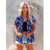 imagesiliteelon Womens Short Sleeve Button Down Shirts Summer Blouses Casual Tops Hawaiian Tropical Floral Printed Camp ShirtsB Navy and Pink Floral