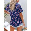 imagesiliteelon Womens Short Sleeve Button Down Shirts Summer Blouses Casual Tops Hawaiian Tropical Floral Printed Camp ShirtsB Navy and Pink Floral