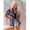 imagesiliteelon Womens Short Sleeve Button Down Shirts Summer Blouses Casual Tops Hawaiian Tropical Floral Printed Camp ShirtsBlack White Pink Floral