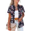 imagesiliteelon Womens Short Sleeve Button Down Shirts Summer Blouses Casual Tops Hawaiian Tropical Floral Printed Camp ShirtsBlack White Pink Floral