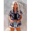 imagesiliteelon Womens Short Sleeve Button Down Shirts Summer Blouses Casual Tops Hawaiian Tropical Floral Printed Camp ShirtsBlack White Pink Floral