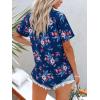 imagesiliteelon Womens Short Sleeve Button Down Shirts Summer Blouses Casual Tops Hawaiian Tropical Floral Printed Camp ShirtsDark Blue Pink Flower
