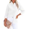 imagesiliteelon Fitted Button Down Shirts for Women Oxford Shirt Cotton Dress Shirts Collared Long Sleeve Wrinkle Free Blouse TopsA White