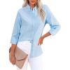 imagesiliteelon Fitted Button Down Shirts for Women Oxford Shirt Cotton Dress Shirts Collared Long Sleeve Wrinkle Free Blouse TopsAll Baby Blue