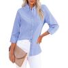 imagesiliteelon Fitted Button Down Shirts for Women Oxford Shirt Cotton Dress Shirts Collared Long Sleeve Wrinkle Free Blouse TopsD Purplish Blue