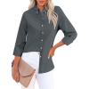 imagesiliteelon Fitted Button Down Shirts for Women Oxford Shirt Cotton Dress Shirts Collared Long Sleeve Wrinkle Free Blouse TopsDark Gray