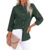 imagesiliteelon Fitted Button Down Shirts for Women Oxford Shirt Cotton Dress Shirts Collared Long Sleeve Wrinkle Free Blouse TopsDark Olive