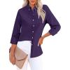 imagesiliteelon Fitted Button Down Shirts for Women Oxford Shirt Cotton Dress Shirts Collared Long Sleeve Wrinkle Free Blouse TopsDark Purple