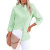 imagesiliteelon Fitted Button Down Shirts for Women Oxford Shirt Cotton Dress Shirts Collared Long Sleeve Wrinkle Free Blouse TopsMint Green