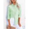 imagesiliteelon Fitted Button Down Shirts for Women Oxford Shirt Cotton Dress Shirts Collared Long Sleeve Wrinkle Free Blouse TopsMint Green