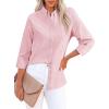 imagesiliteelon Fitted Button Down Shirts for Women Oxford Shirt Cotton Dress Shirts Collared Long Sleeve Wrinkle Free Blouse TopsMisty Rose