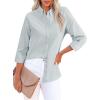 imagesiliteelon Fitted Button Down Shirts for Women Oxford Shirt Cotton Dress Shirts Collared Long Sleeve Wrinkle Free Blouse TopsSmoky Gray