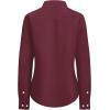 imagesiliteelon Fitted Button Down Shirts for Women Oxford Shirt Cotton Dress Shirts Collared Long Sleeve Wrinkle Free Blouse TopsWine Red