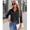 imagesiliteelon Womens Button Down Shirts Long Sleeve Collared Office Work Blouses Tops with Pocket Oxford ShirtsBlack