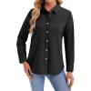 imagesiliteelon Womens Button Down Shirts Long Sleeve Collared Office Work Blouses Tops with Pocket Oxford ShirtsBlack