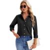 imagesiliteelon Womens Button Down Shirts Long Sleeve Collared Office Work Blouses Tops with Pocket Oxford ShirtsBlack