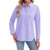 imagesiliteelon Womens Button Down Shirts Long Sleeve Collared Office Work Blouses Tops with Pocket Oxford ShirtsBlue Purple