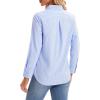 imagesiliteelon Womens Button Down Shirts Long Sleeve Collared Office Work Blouses Tops with Pocket Oxford ShirtsBlue Stripes