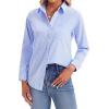 imagesiliteelon Womens Button Down Shirts Long Sleeve Collared Office Work Blouses Tops with Pocket Oxford ShirtsBlue Stripes