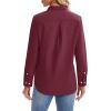 imagesiliteelon Womens Button Down Shirts Long Sleeve Collared Office Work Blouses Tops with Pocket Oxford ShirtsBurgundy