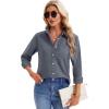 imagesiliteelon Womens Button Down Shirts Long Sleeve Collared Office Work Blouses Tops with Pocket Oxford ShirtsGray